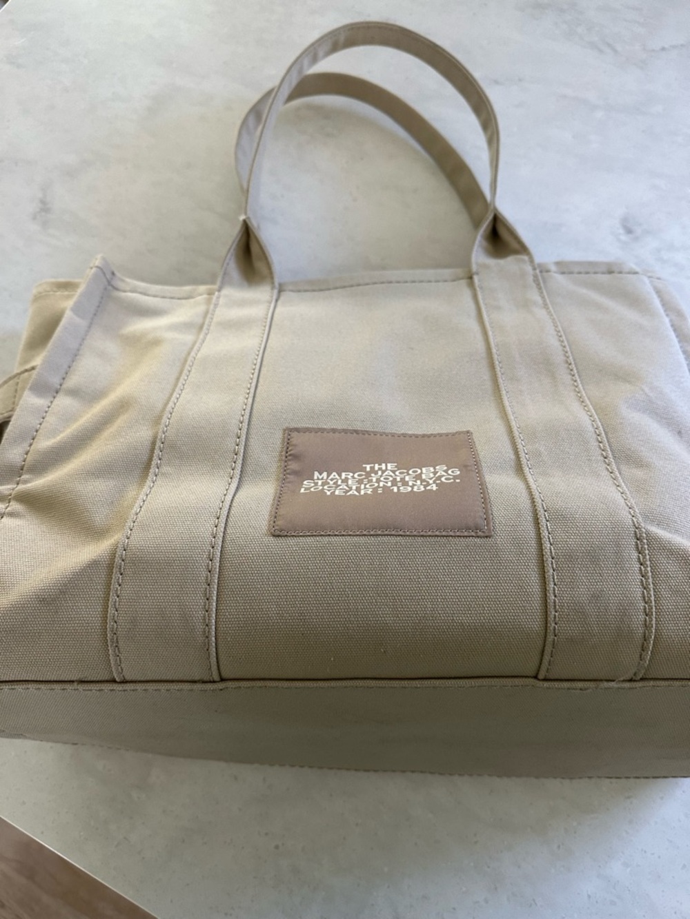 Marc Jacobs Large Canvas Tote Bag Beige Neutral - Picture 6 of 9